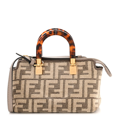 Fendi Chenille Vitello King Plexiglass FF Mini By The Way Top Handle Boston Bag Tortora Nuvola 1 of 11