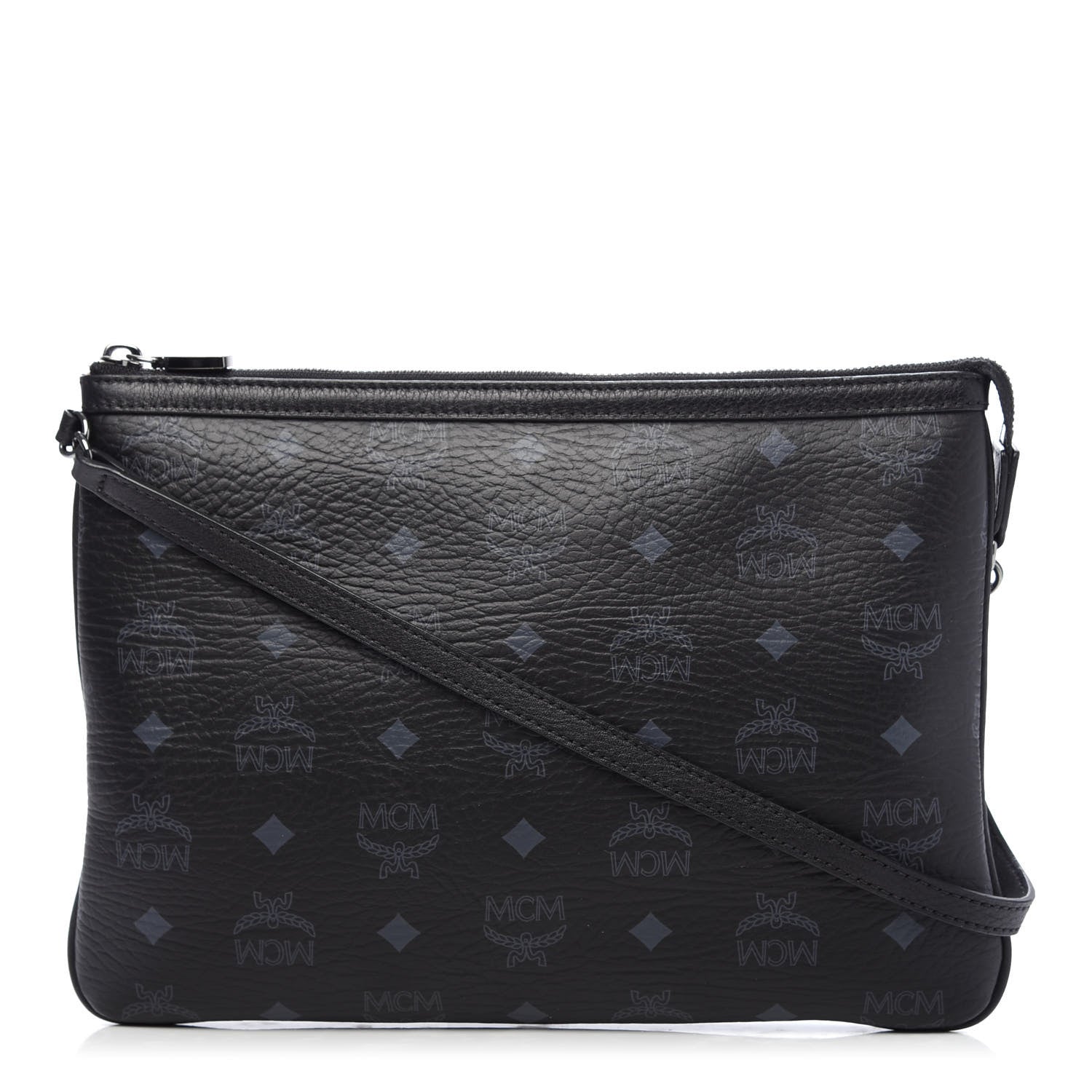 MCM Visetos Liz Shopper Tote Pouch Black 1 of 9