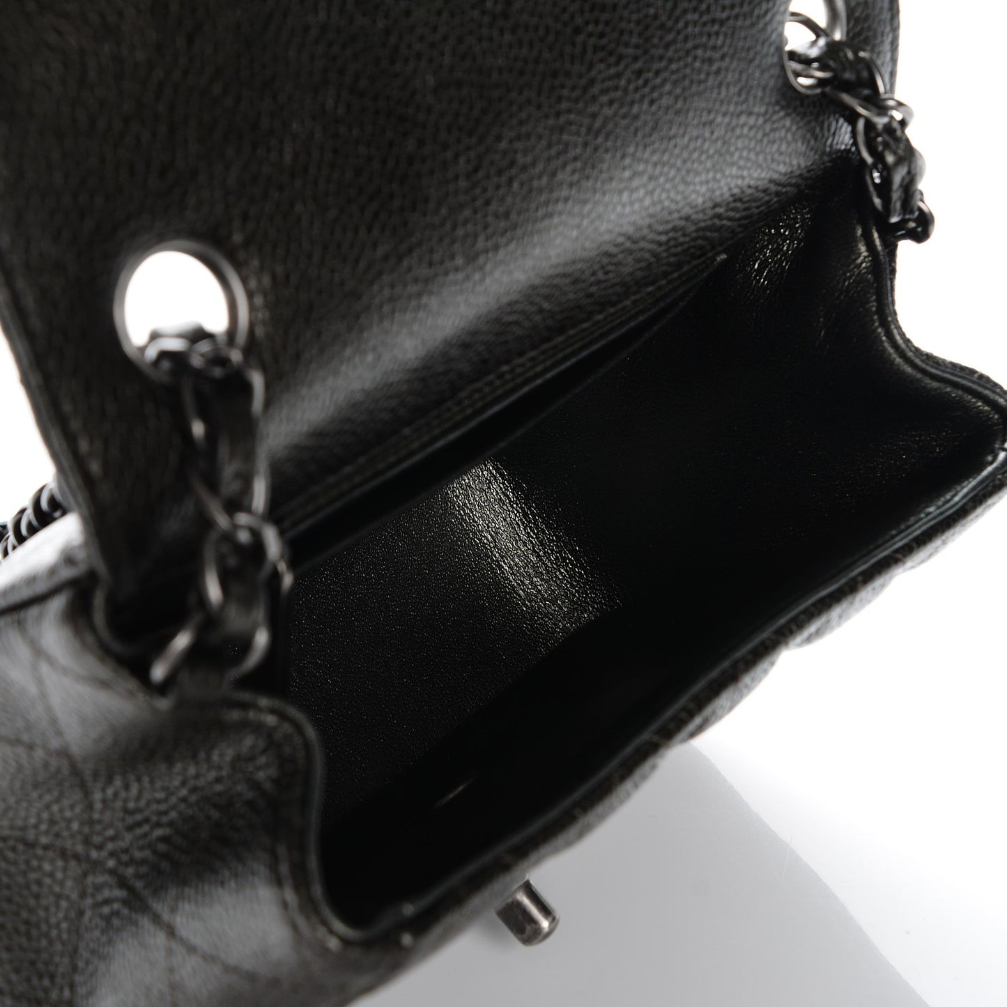 Caviar Quilted Mini Square Flap Dark Charcoal