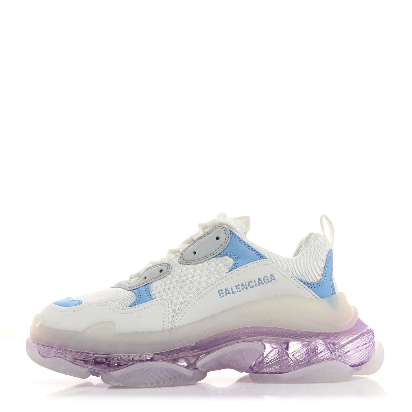 Fabric Mesh Clear Sole Womens Triple S Sneakers 40 Light Blue Grey Lilac White