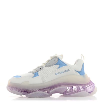 Balenciaga Fabric Mesh Clear Sole Womens Triple S Sneakers 40 Light Blue Grey Lilac White 1 of 8