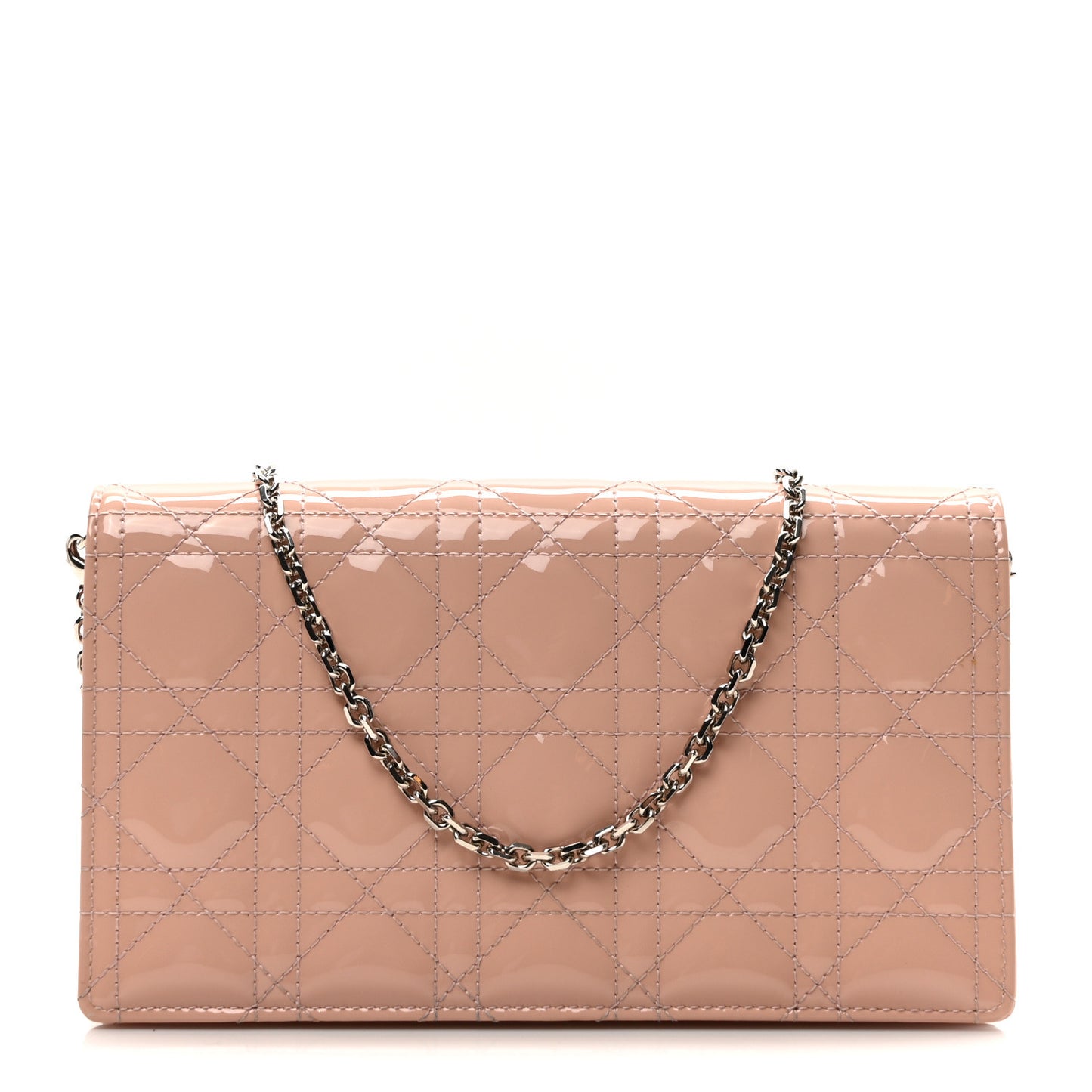 Patent Cannage Lady Dior Chain Wallet Rose Clair