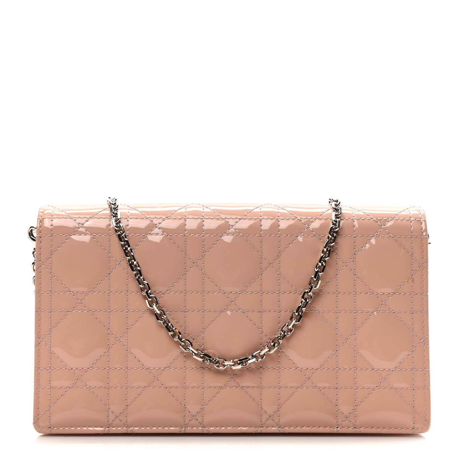 Christian Dior Patent Cannage Lady Dior Chain Wallet Rose Clair 1 of 9