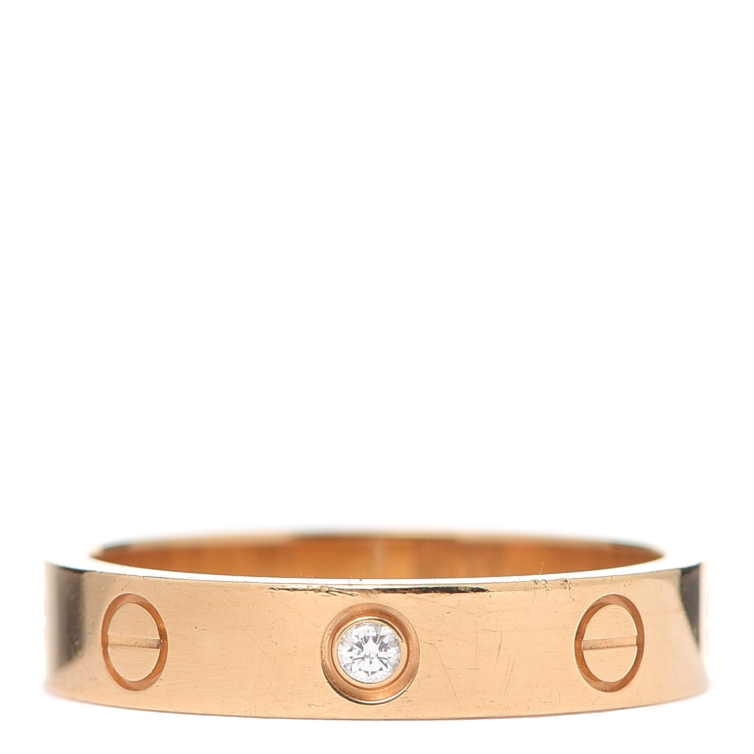Cartier 18K Yellow Gold Diamond 4mm LOVE Wedding Band Ring 54 6.75 1 of 5