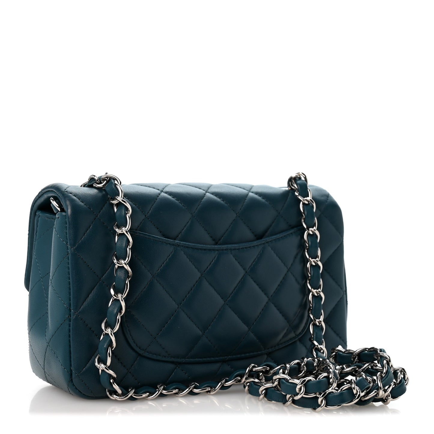 Lambskin Quilted Mini Rectangular Flap Dark Blue