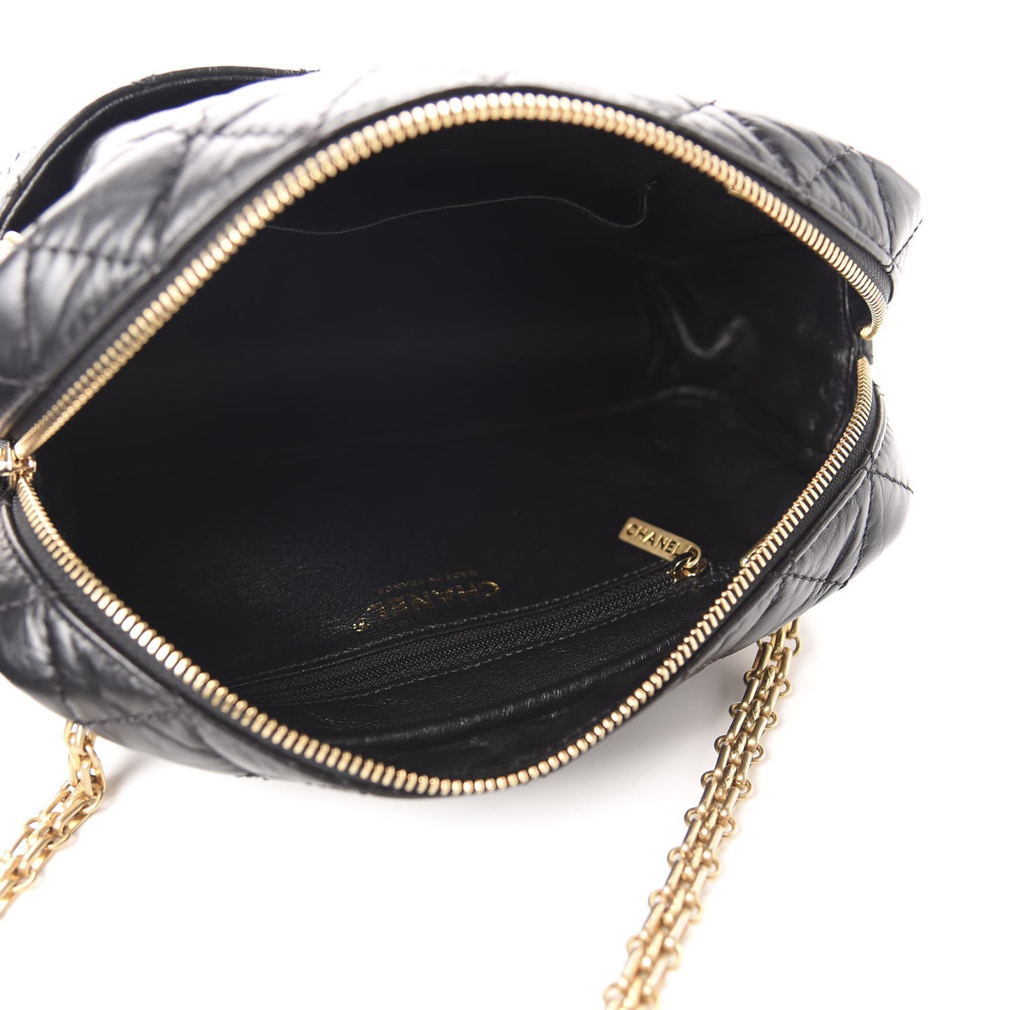Aged Calfskin Quilted Medium Reissue Camera Case Black