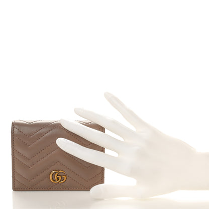 Gucci Calfskin Matelasse GG Marmont Card Case Wallet Porcelain Rose 2 of 9