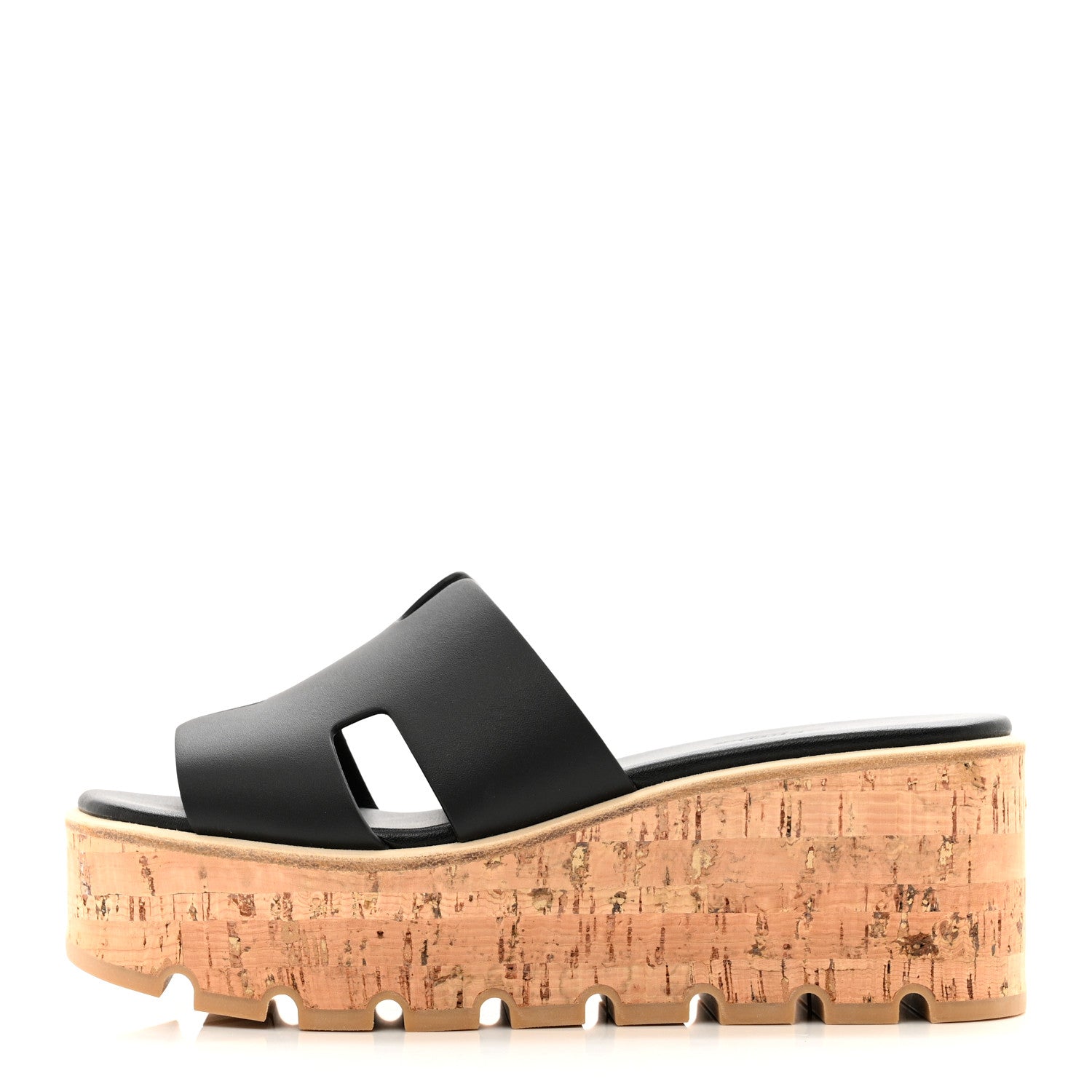 Hermes Calfskin Cork Eze 30 Sandals 38 Black 1 of 8