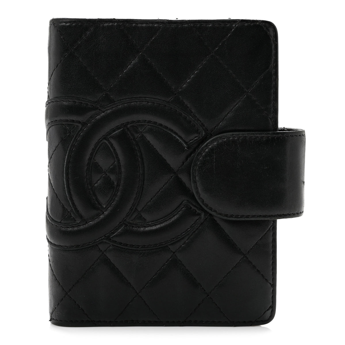 Calfskin Quilted Small Cambon Agenda Planner Black