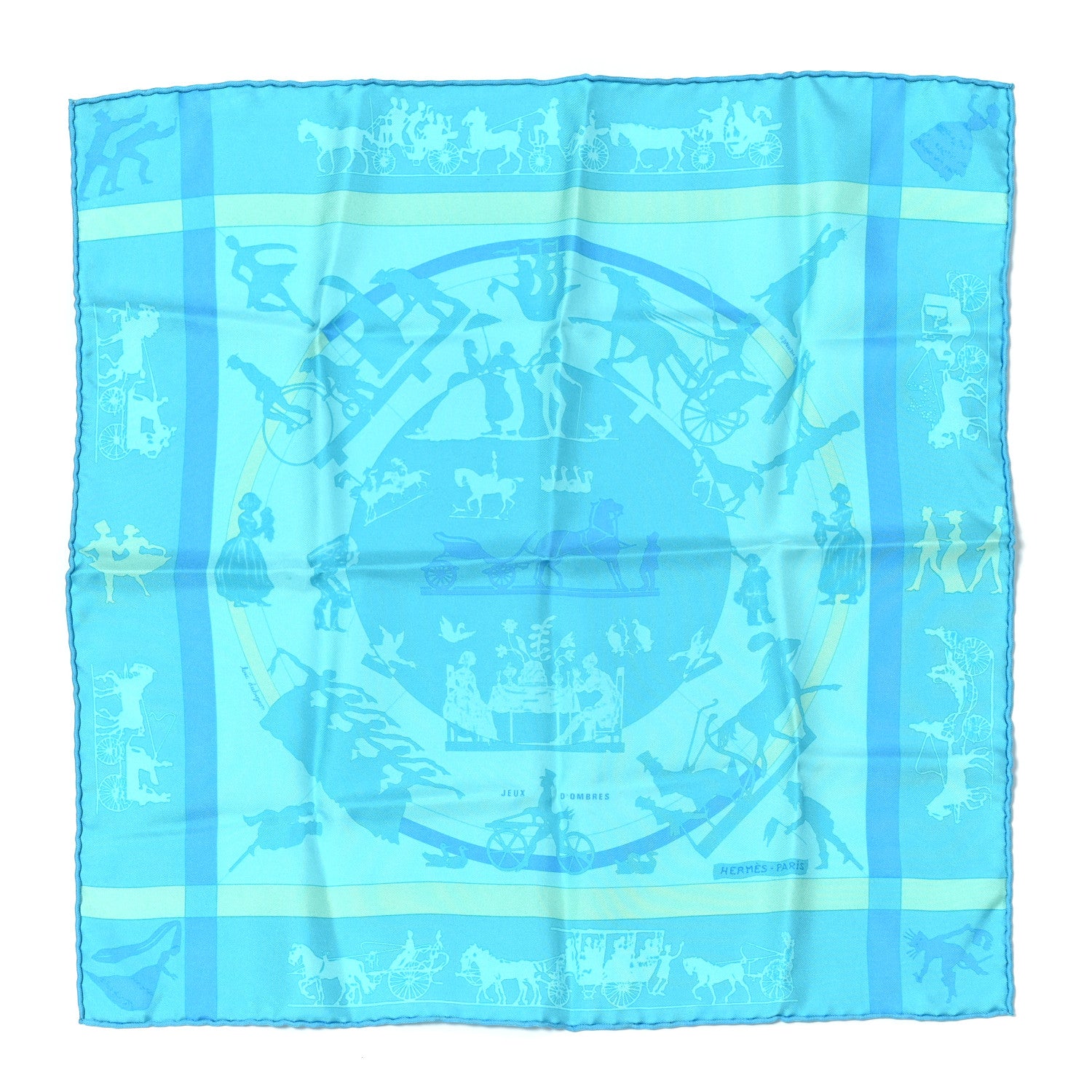 Hermes Silk Jeux D'ombres Pocket Square Scarf 1 of 6
