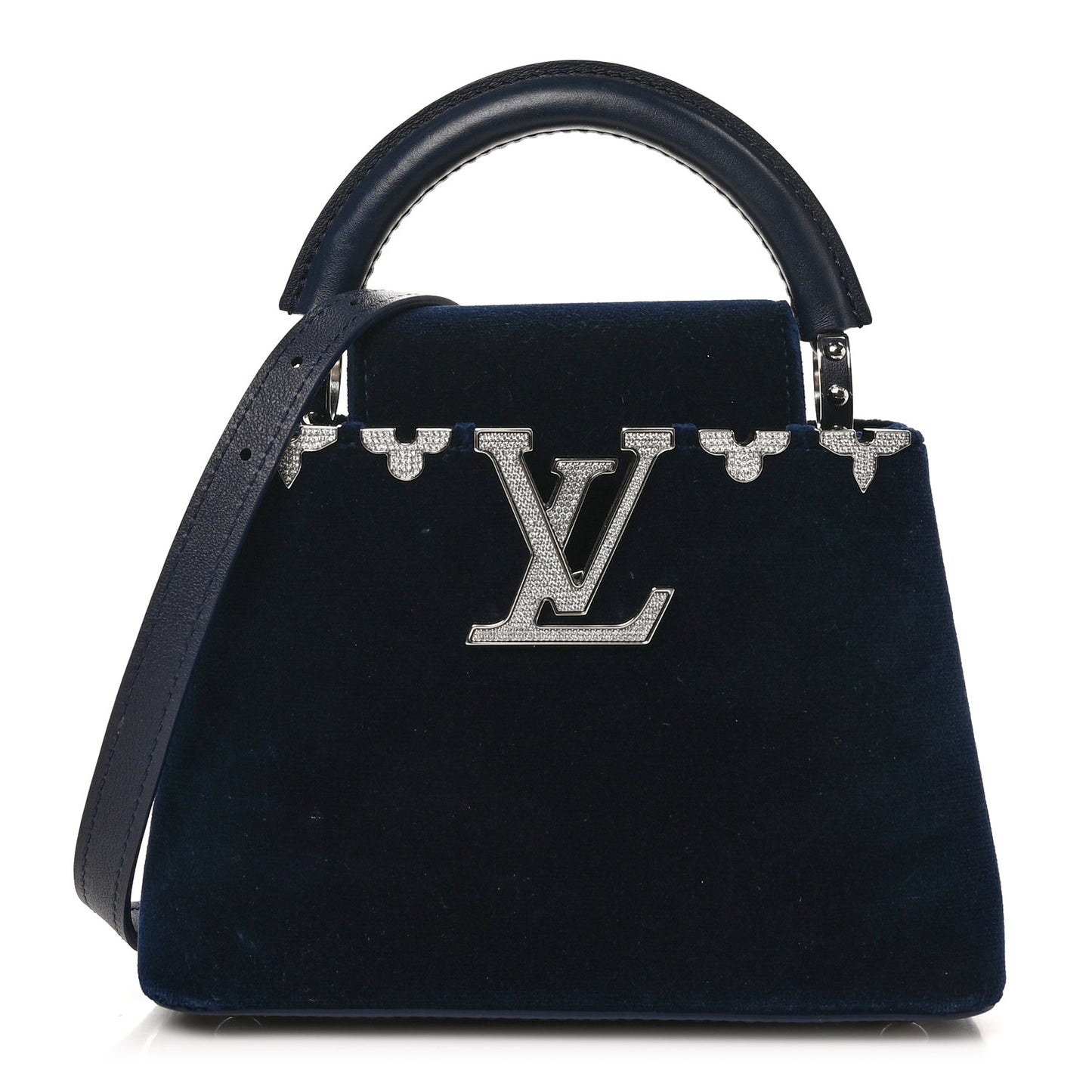 Velvet Crystal Capucines Mini Midnight Blue