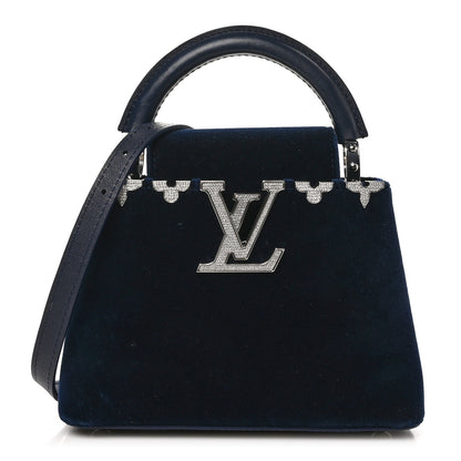 Louis Vuitton Velvet Crystal Capucines Mini Midnight Blue 1 of 10