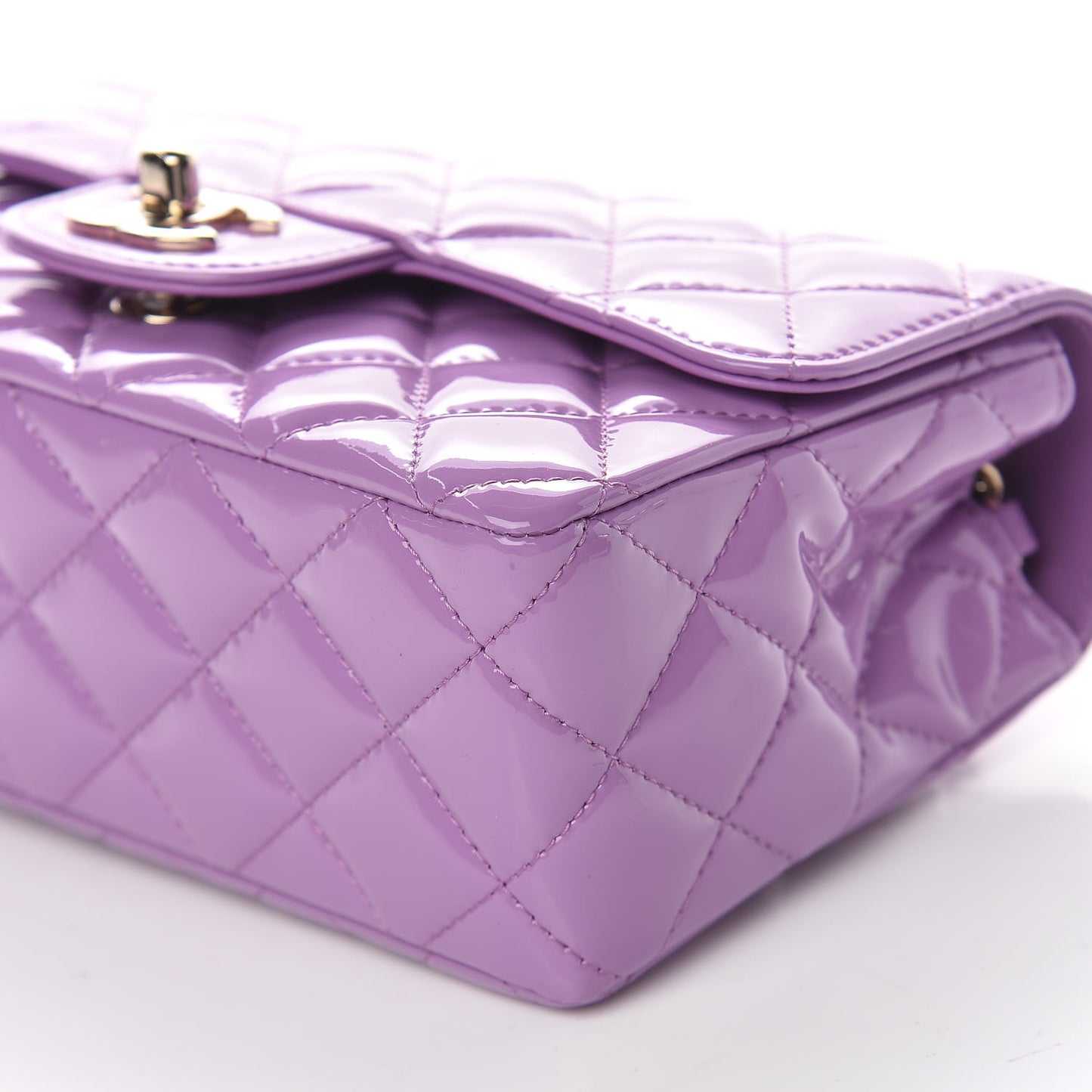 Patent Quilted Mini Rectangular Flap Purple