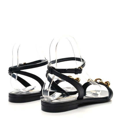 Saint Laurent Calfskin Le Maillon Flat Sandals 36.5 Black 4 of 8