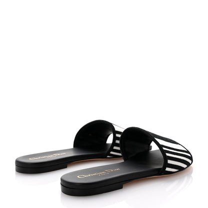 Christian Dior Cotton Embroidered Dway Mule Slides Sandals 36 Black White 5 of 9