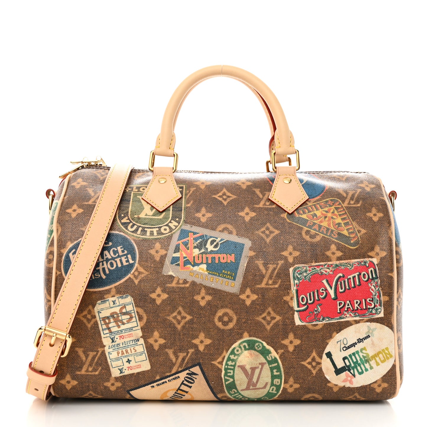 Monogram Hotel Labels Speedy Bandouliere 30