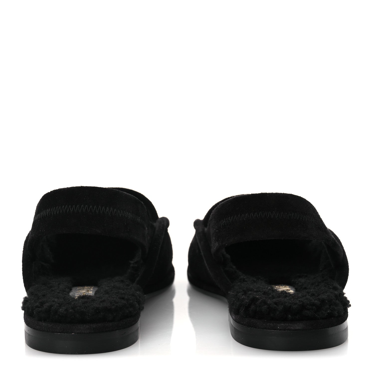 Chanel Suede Calfskin CC Slingback Loafers 37.5 Black 6 of 11