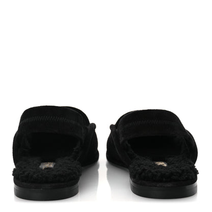 Chanel Suede Calfskin CC Slingback Loafers 37.5 Black 6 of 11