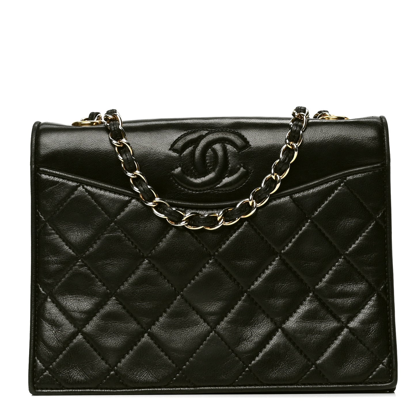 Lambskin Quilted CC Small Single Flap Black