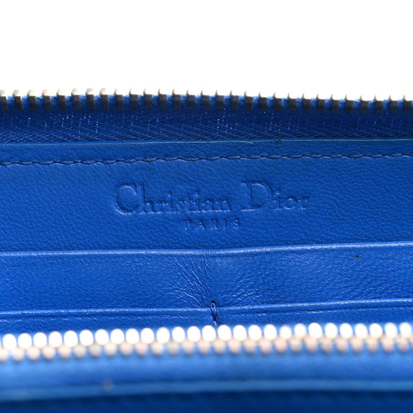 Lambskin Cannage Lady Dior Zip Wallet Blue