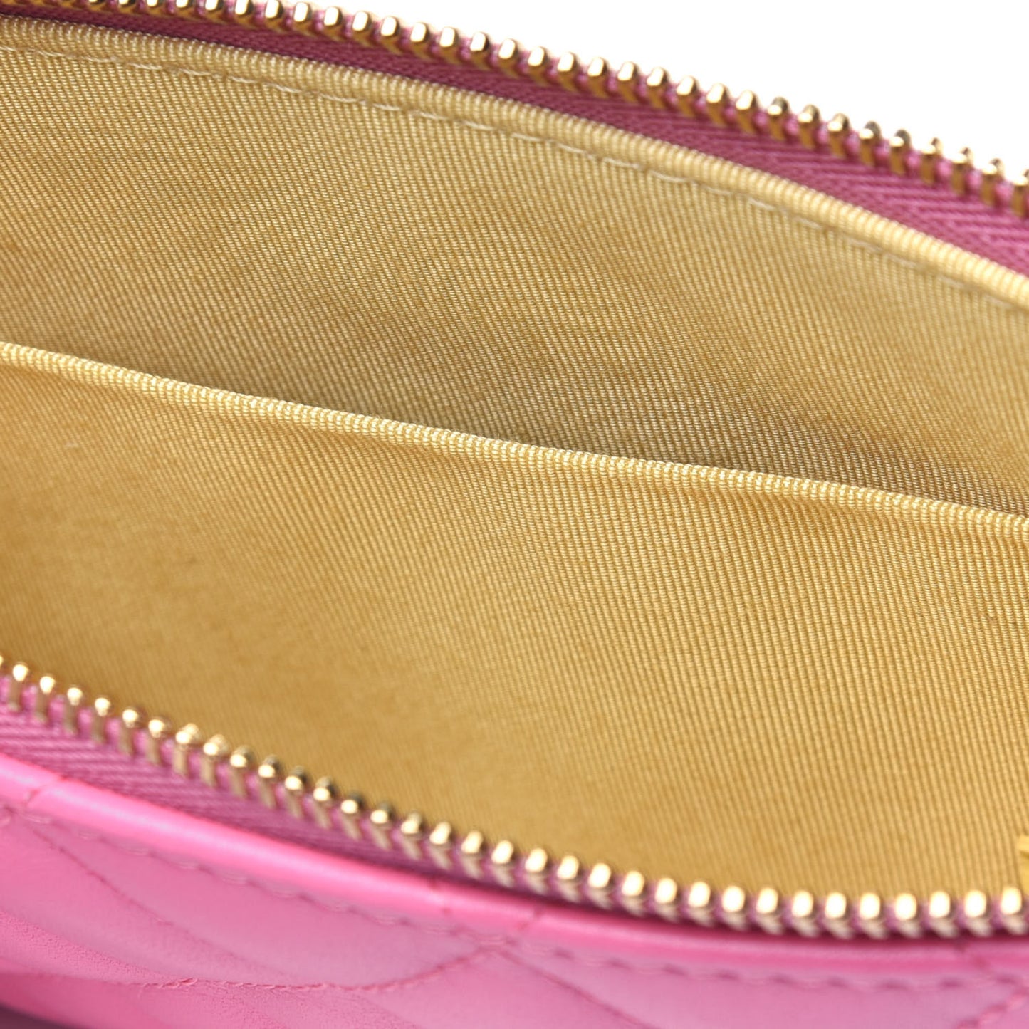 Lambskin Quilted Zipped Pouch Pink Yellow