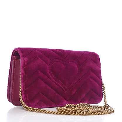 Gucci Velvet Matelasse GG Marmont Mini Bag Fuchsia Violet Cyclamen 3 of 10