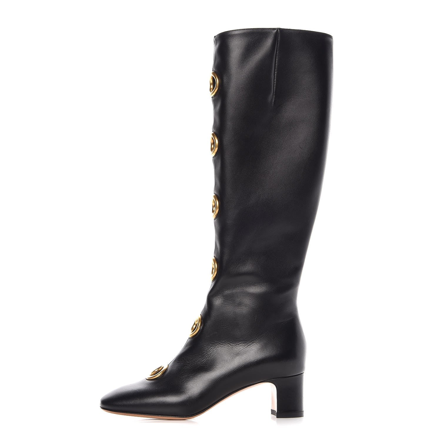 Valentino Garavani Smooth Calfskin Eyelet High Boots 36 Black 1 of 13