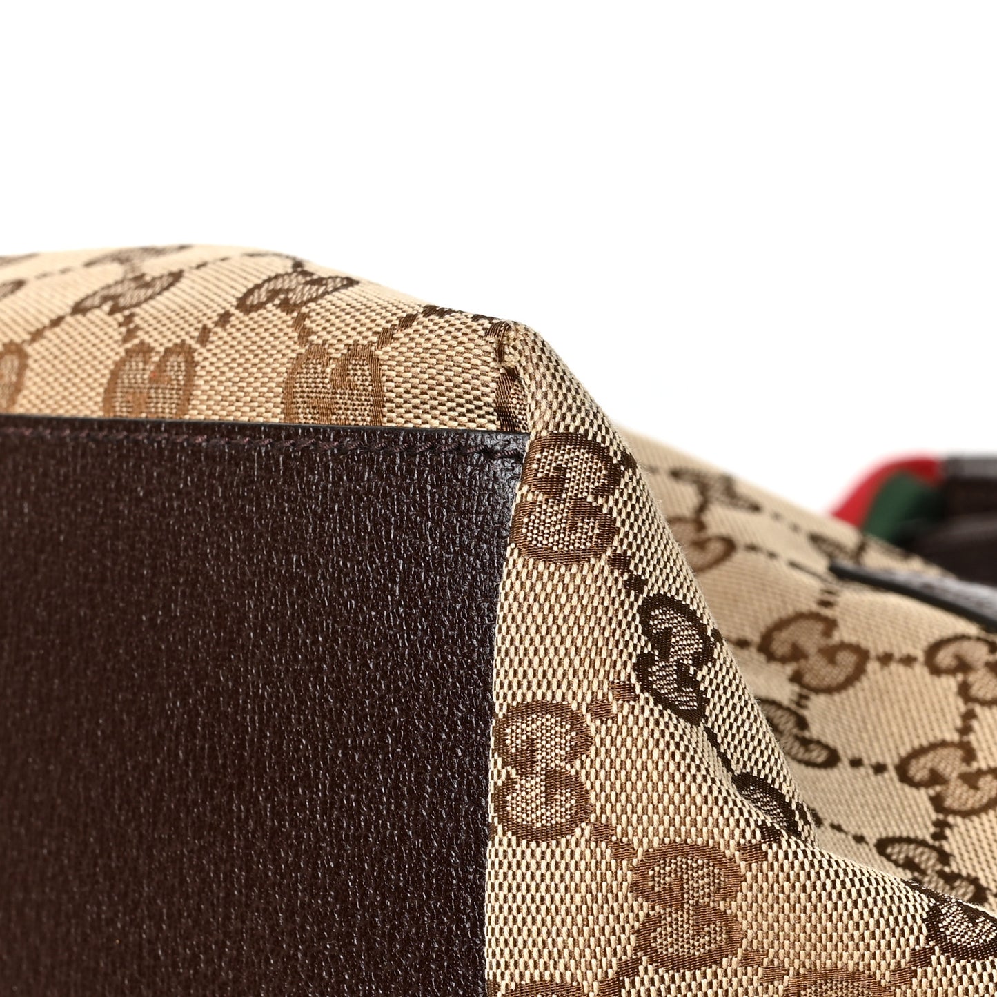 GG Monogram Small Web Handle Bucket Tote Dark Brown