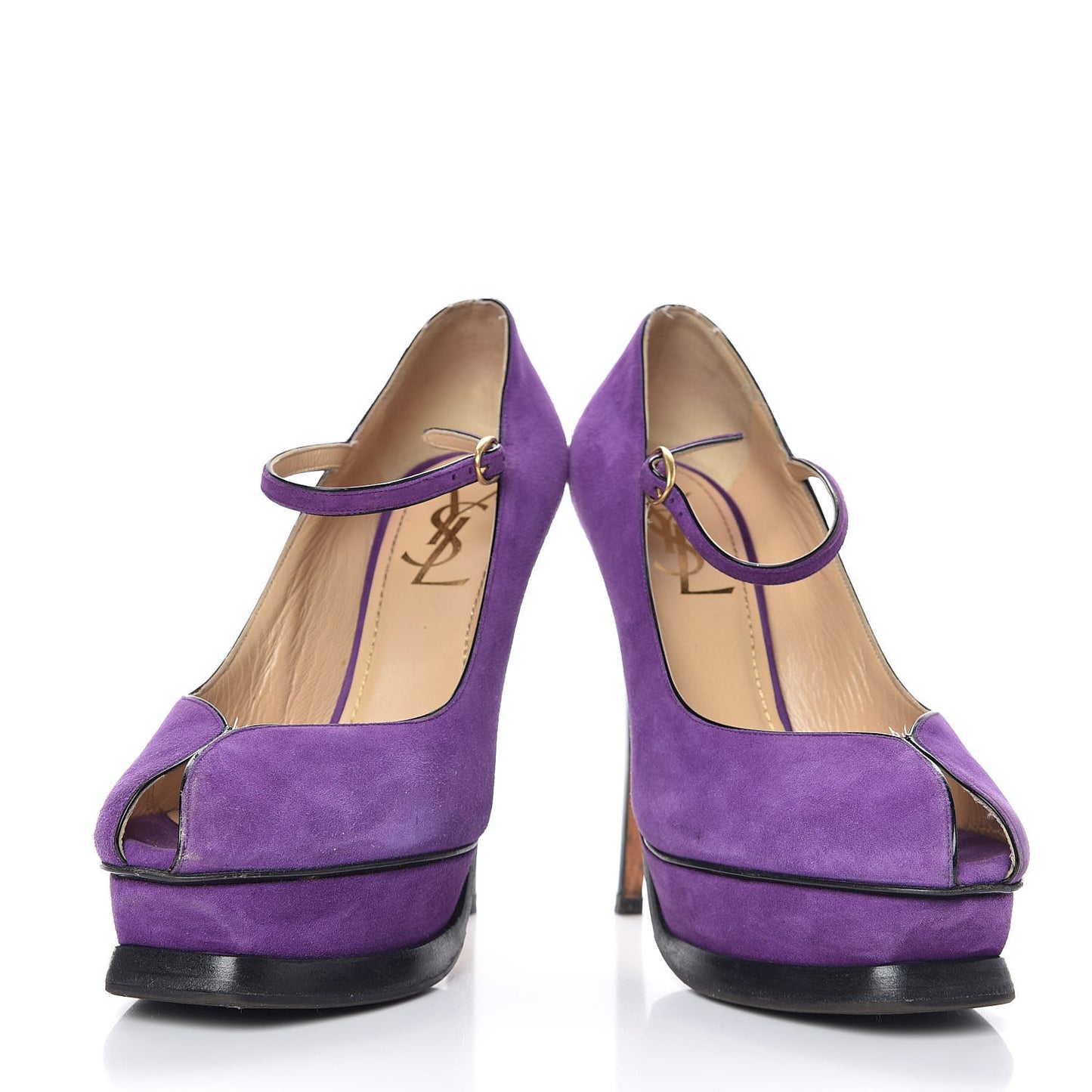 Kid Scamosciato Tribute 105 Platform Mary Jane Peep Toe Pumps 36 Viola