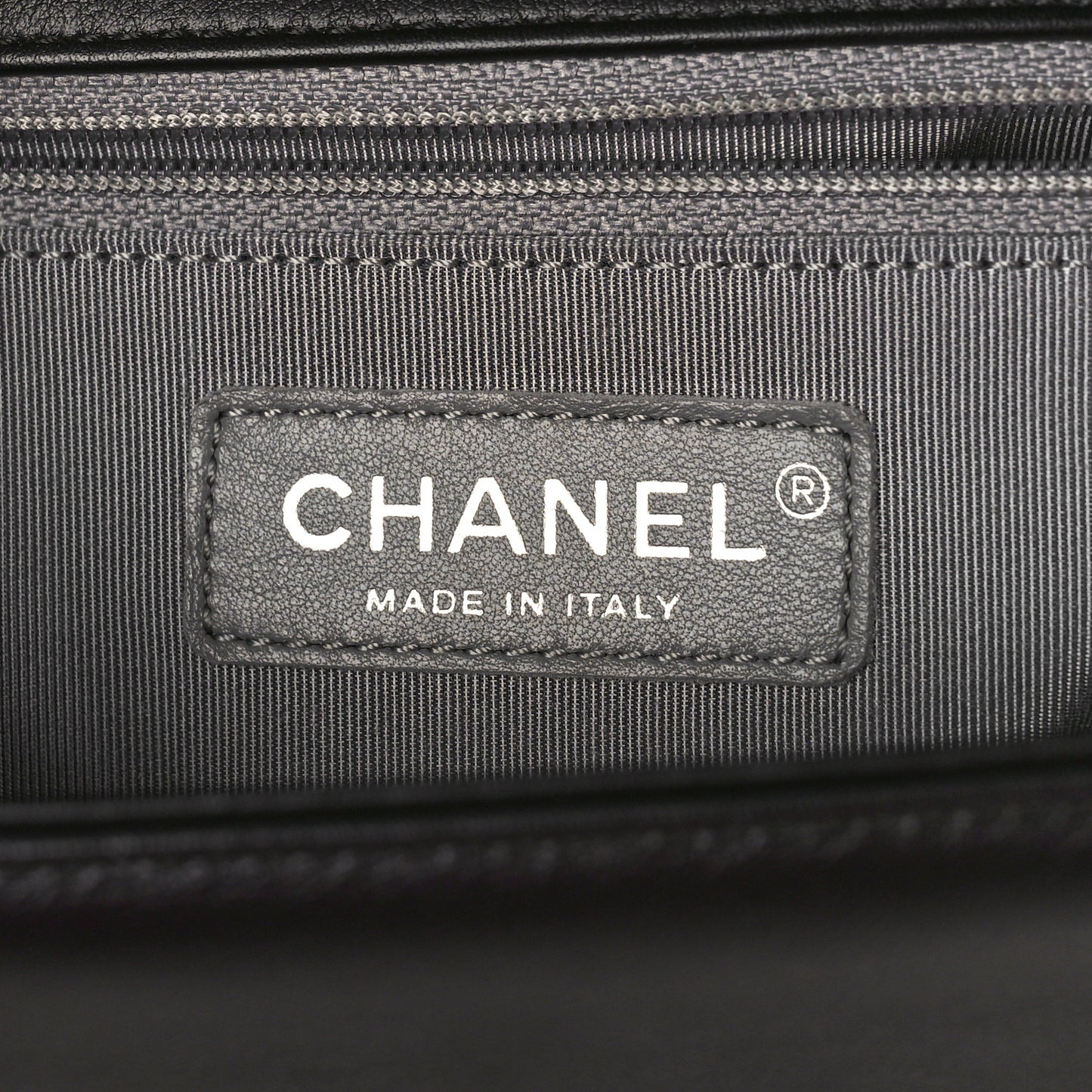 Calfskin Chevron Quilted Medium Boy Flap Black