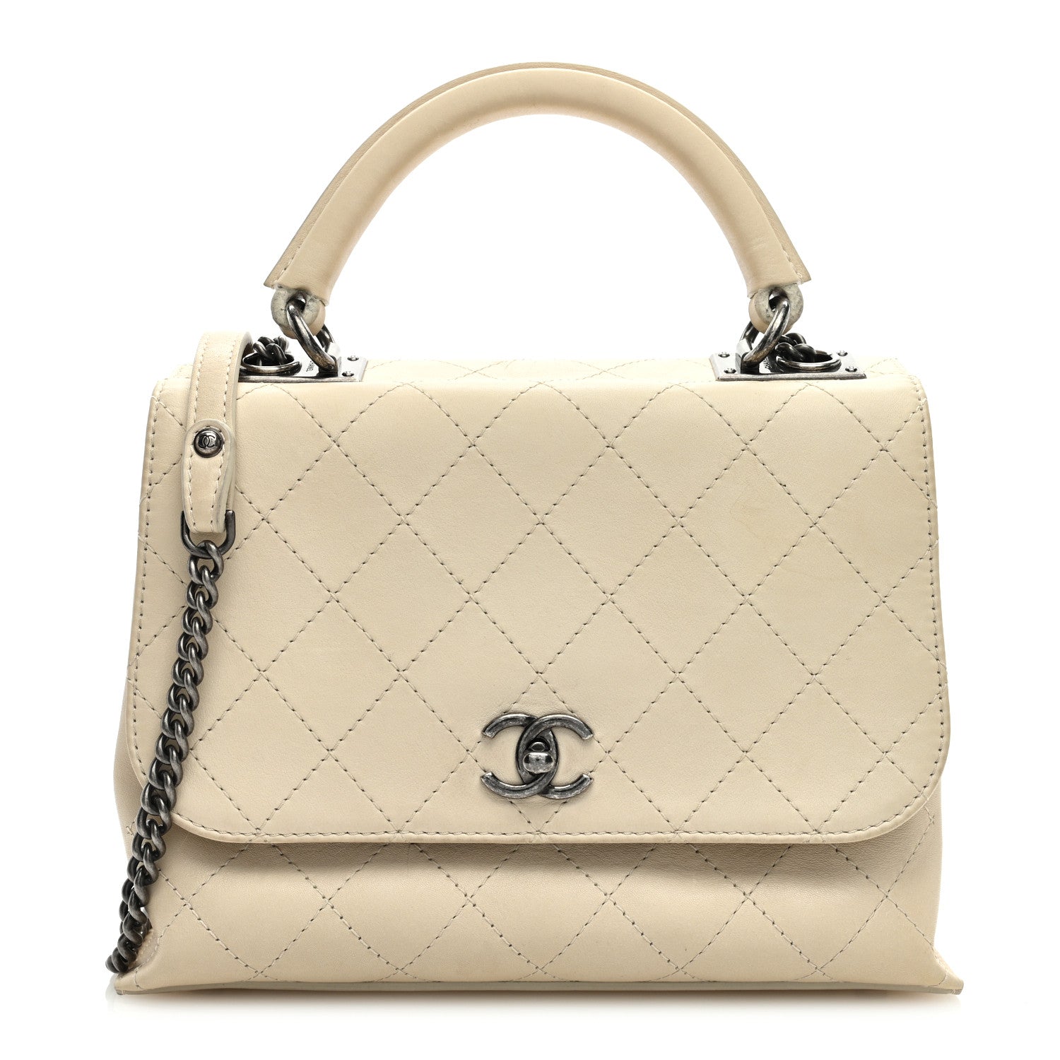 Chanel Calfskin Stitched Urban Luxury Top Handle Bag Ivory 1 of 10