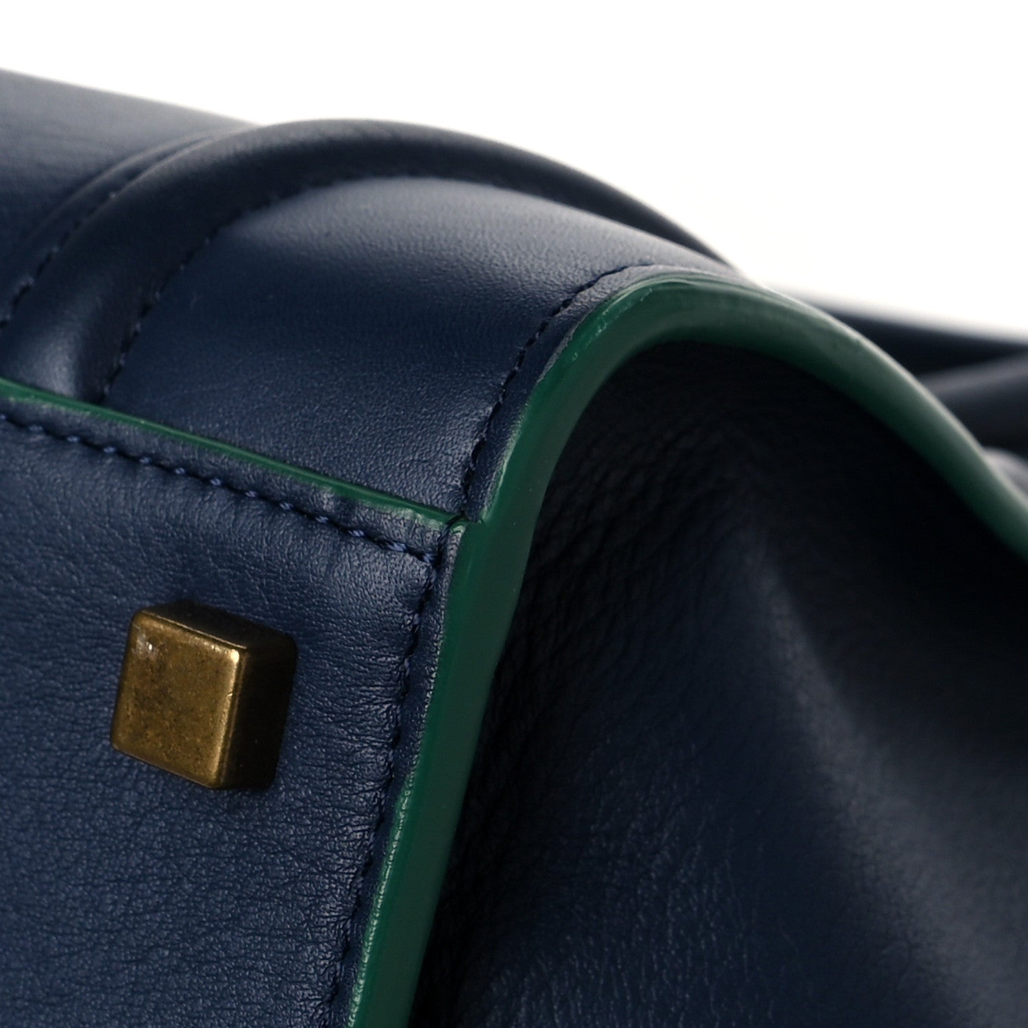 Celine Supple Calfskin Medium Phantom Luggage Navy Blue Green Trim 10 of 10
