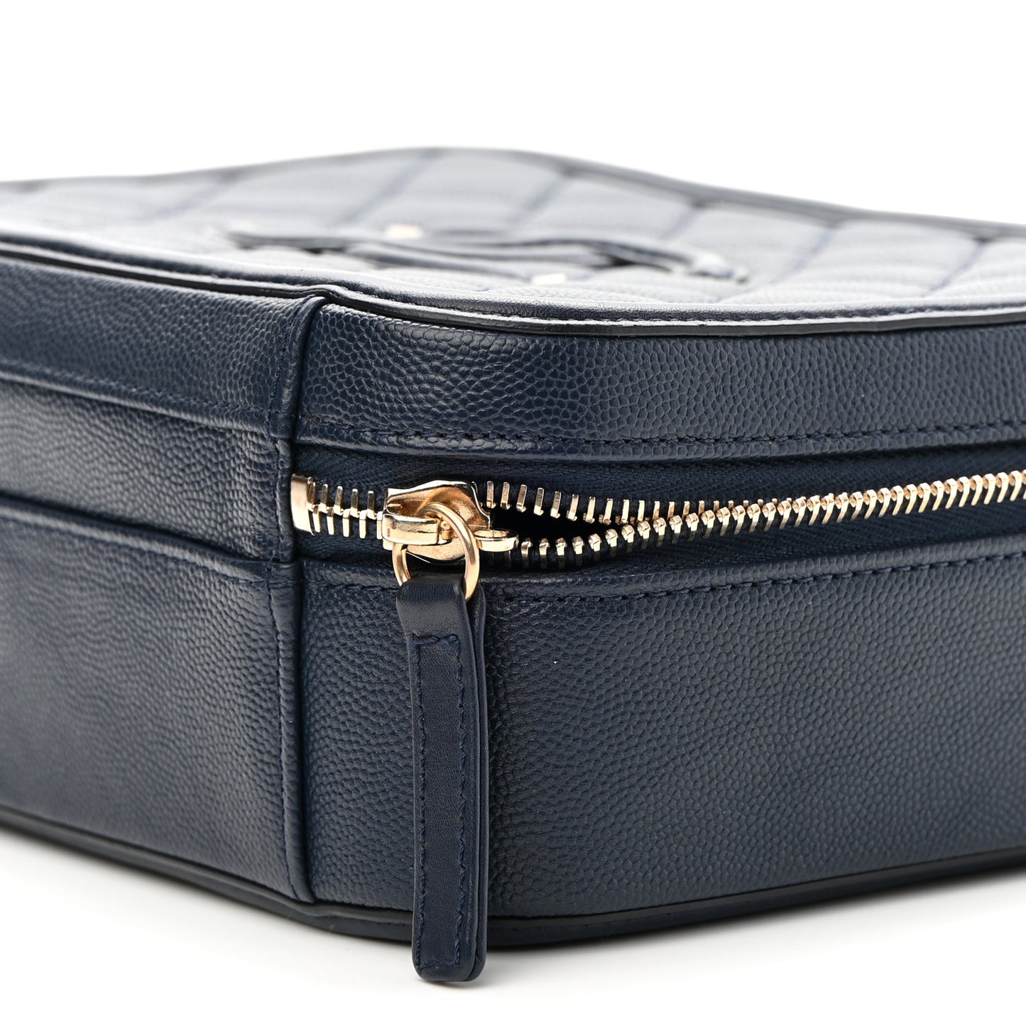 Caviar Quilted Medium CC Filigree Vanity Case Navy