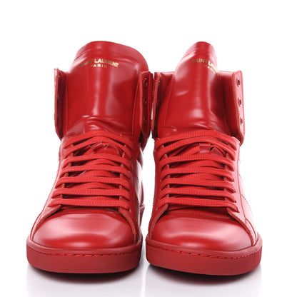 Saint Laurent Calfskin Mens Court Classic SL/01H High Top Sneakers 41 New Red 2 of 7