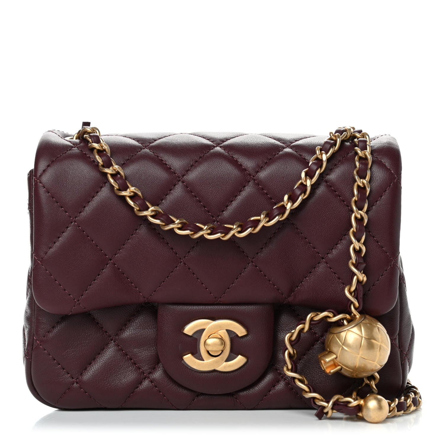 Chanel Lambskin Quilted Mini Pearl Crush Flap Burgundy 1 of 4