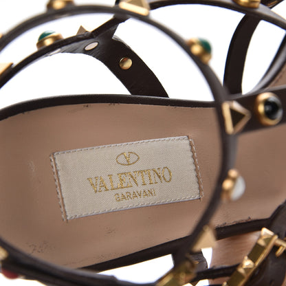 Valentino Garavani Calfskin Rockstud Rolling Cabochon 90mm City Sandals 38 Cacao 7 of 8