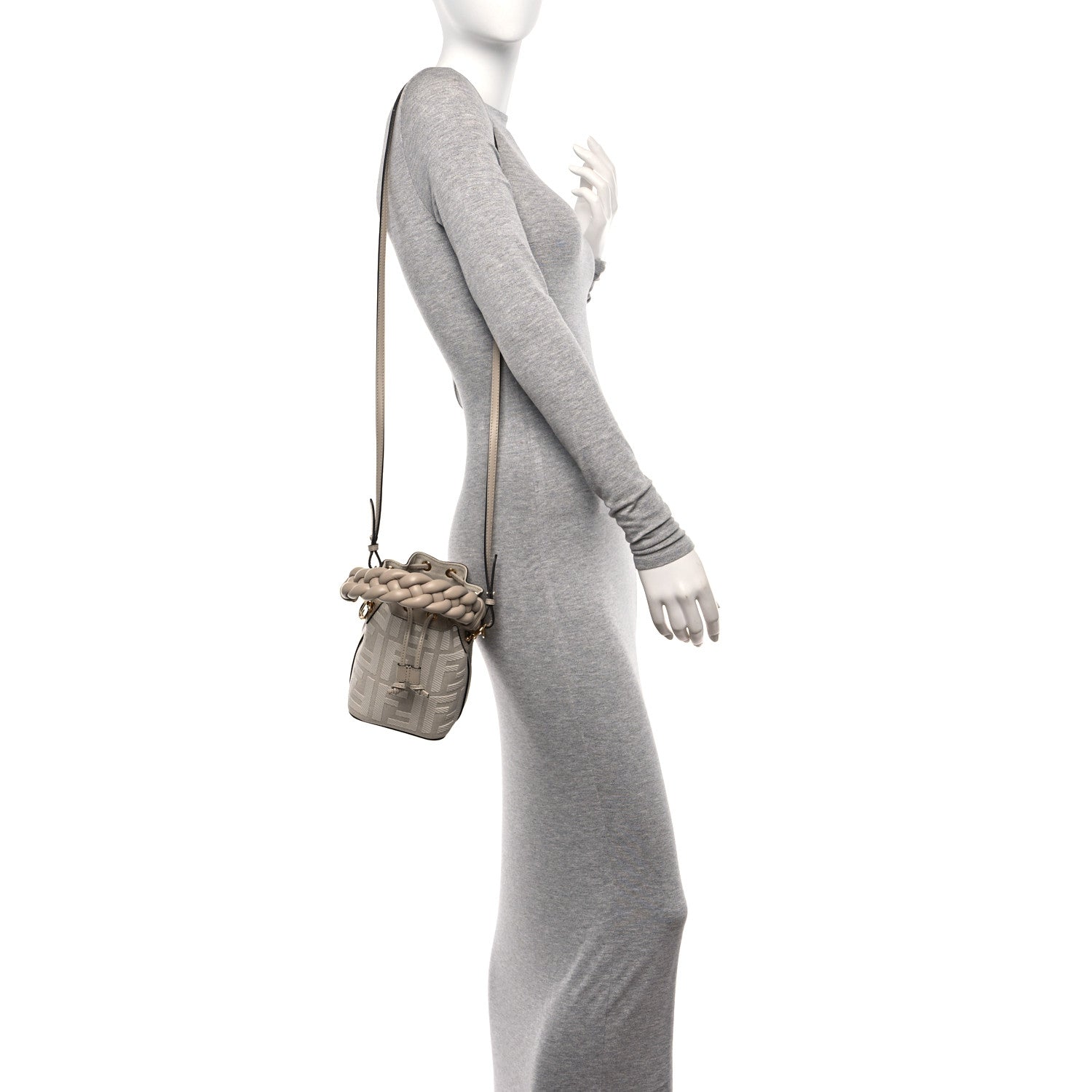 Fendi Canvas Nappa F is Fendi FF Embroidered Mini Mon Tresor Bucket Bag White Nuvola 2 of 10