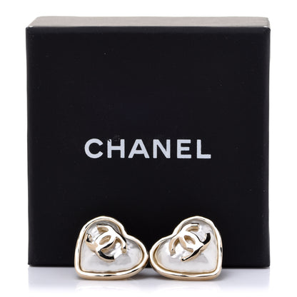 Chanel Pearl CC Heart Earrings Gold 5 of 5