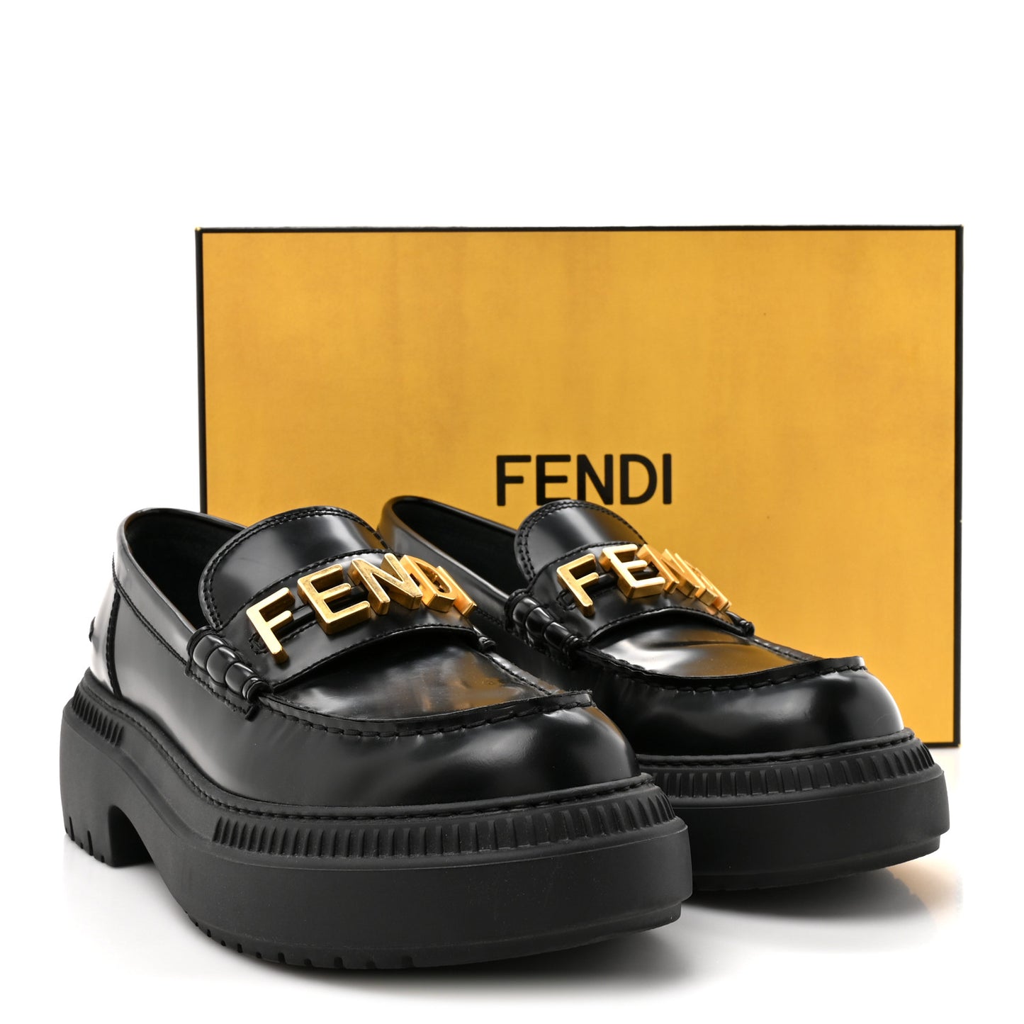 Vitello Abrasivato Fendigraphy 50mm Loafers 40.5 Black