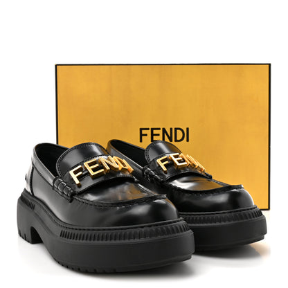 Fendi Vitello Abrasivato Fendigraphy 50mm Loafers 40.5 Black 9 of 9