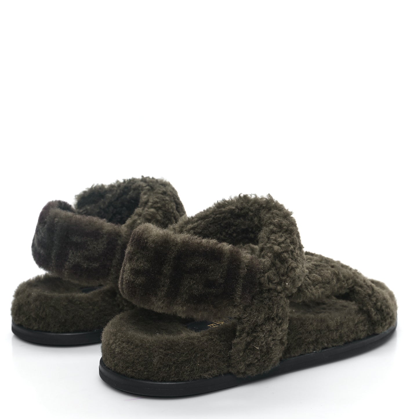 Shearling FF Fendi Feel Sandals 37 Illinois Military