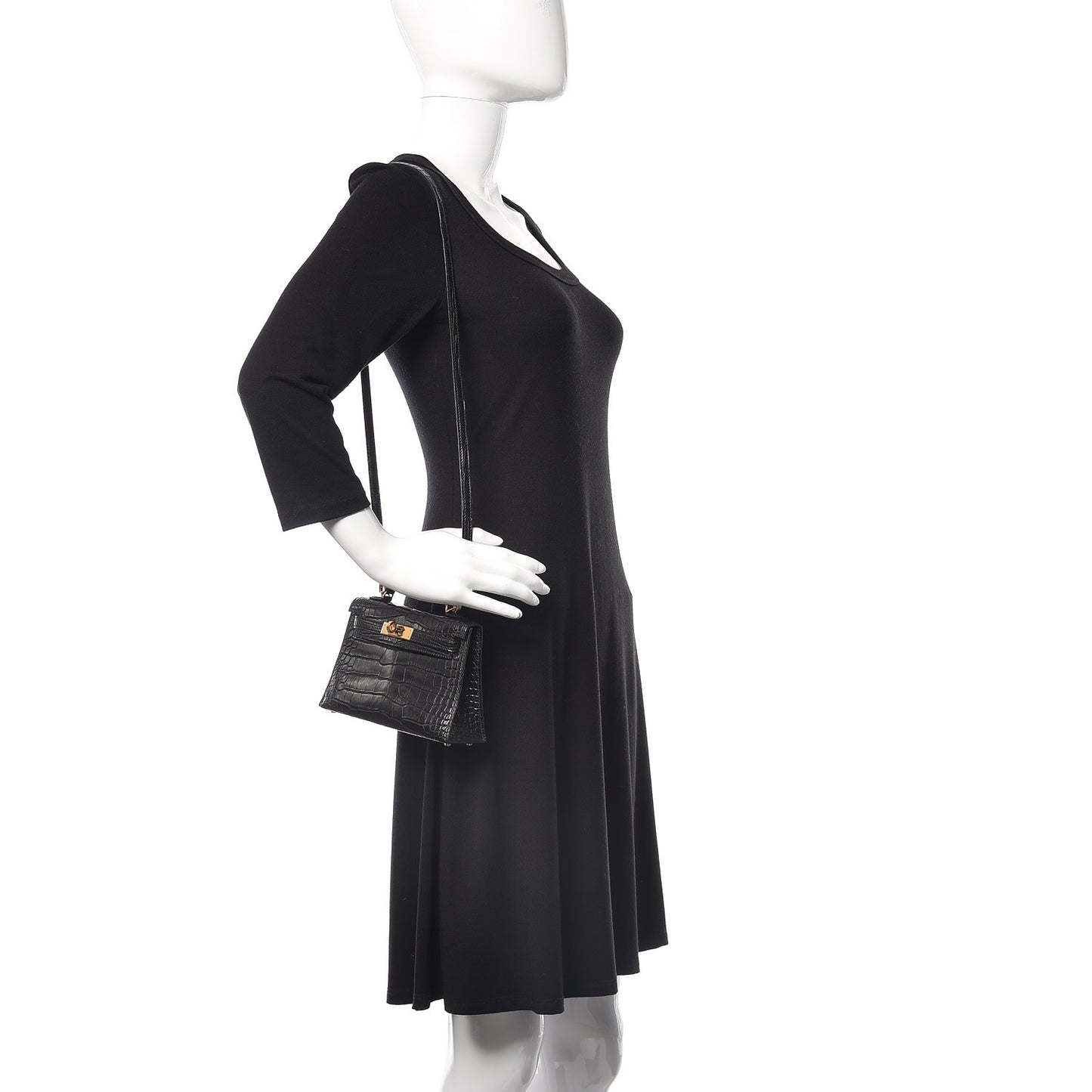 Matte Alligator Mini Kelly Sellier 20 Black