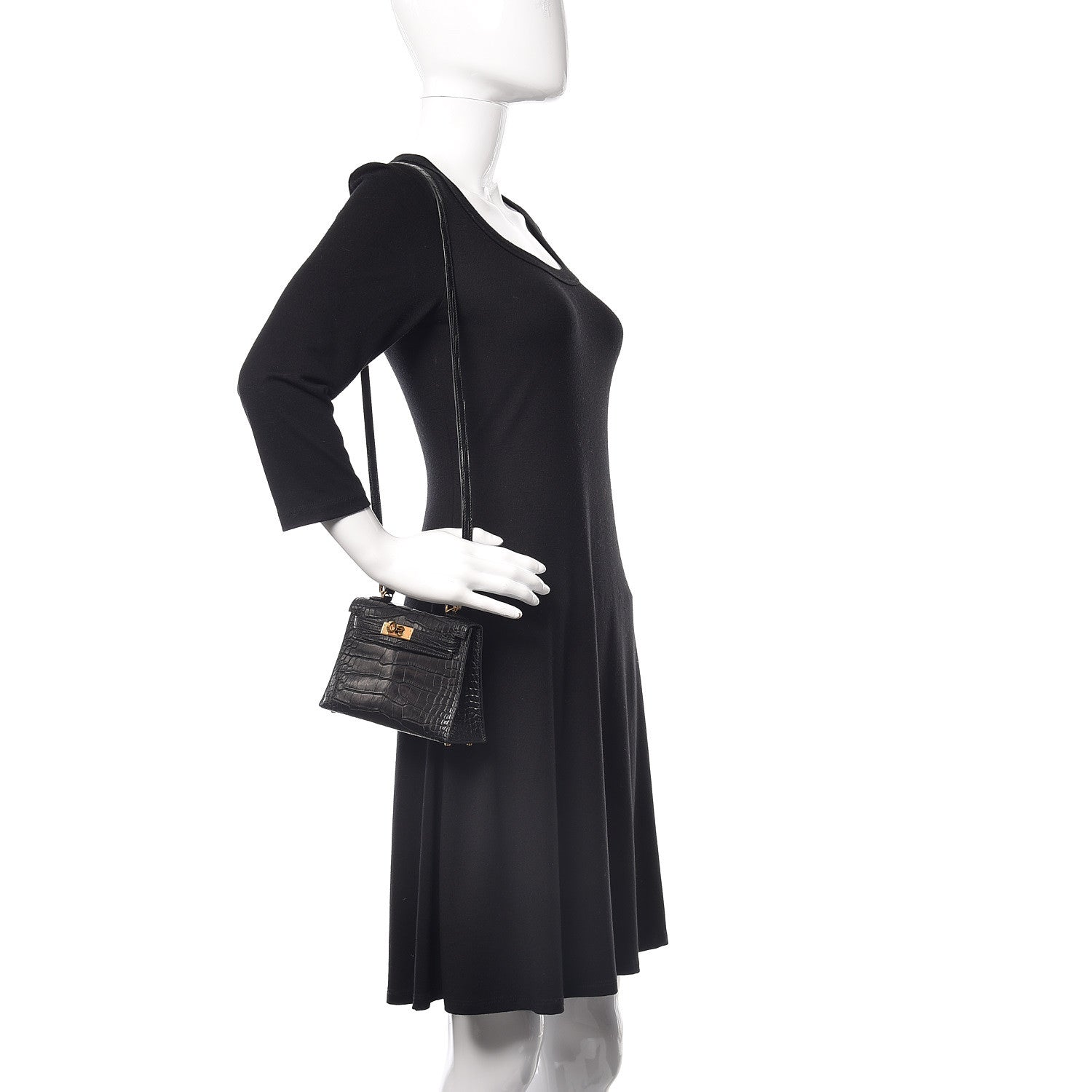 Hermes Matte Alligator Mini Kelly Sellier 20 Black 2 of 33