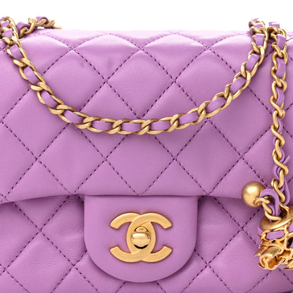 Chanel Lambskin Quilted Mini Pearl Crush Flap Purple 8 of 11