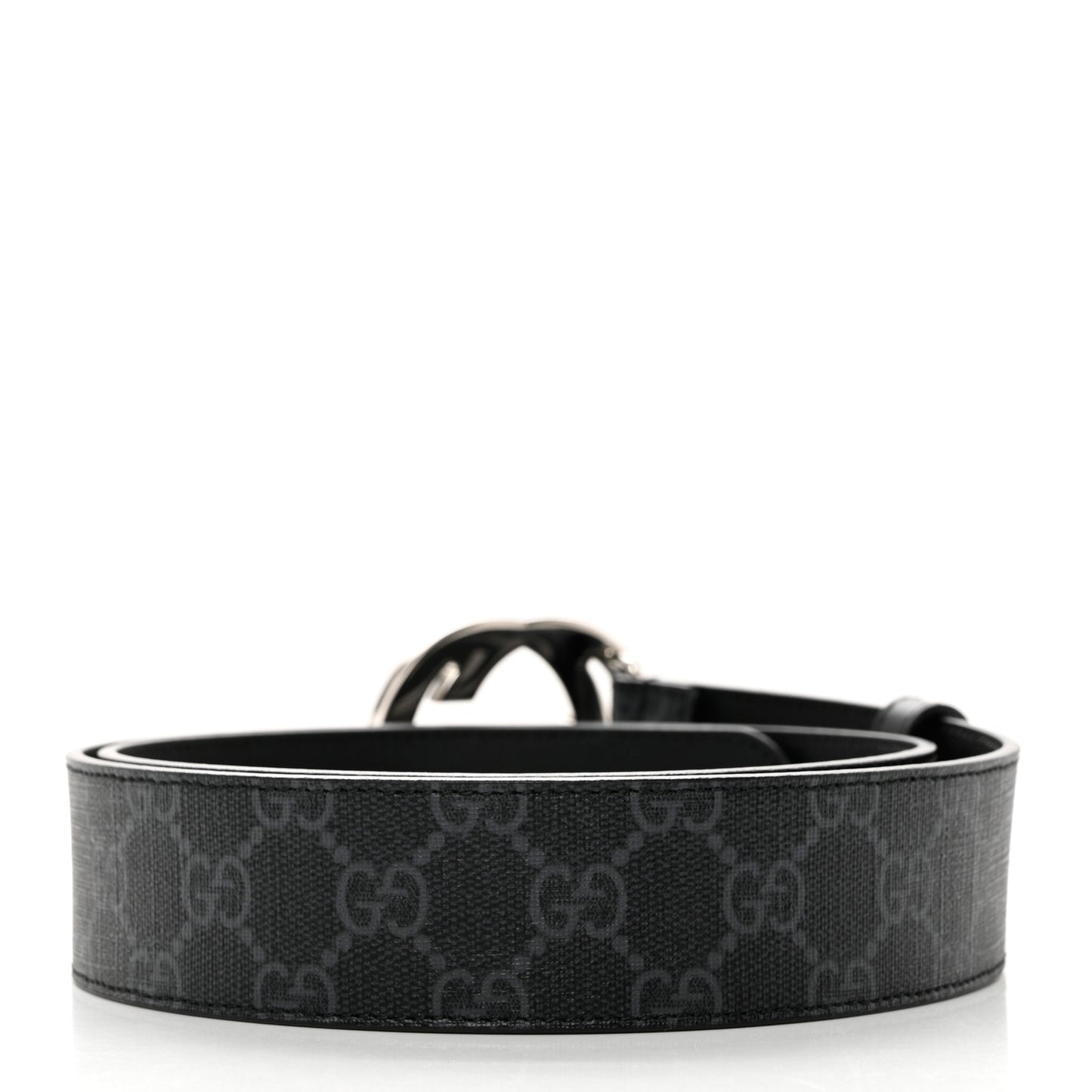 GG Supreme Monogram Selleria Calfskin Interlocking G 40mm Belt 90 36 Black Grey