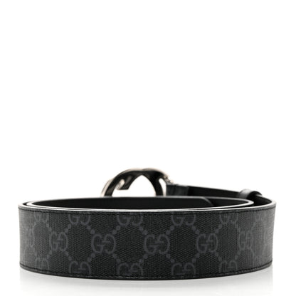 Gucci GG Supreme Monogram Selleria Calfskin Interlocking G 40mm Belt 90 36 Black Grey 3 of 4