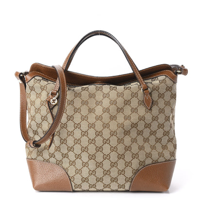 Gucci Monogram Textured Calfskin Medium Bree Foldover Tote Beige Ebony Nocciola 1 of 10