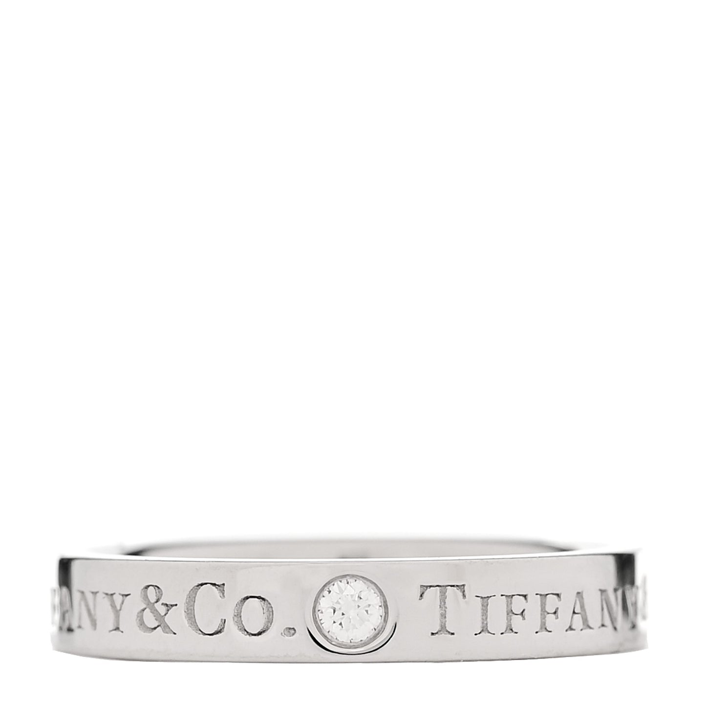 Platinum Diamond Logo Band Ring 46 3.75