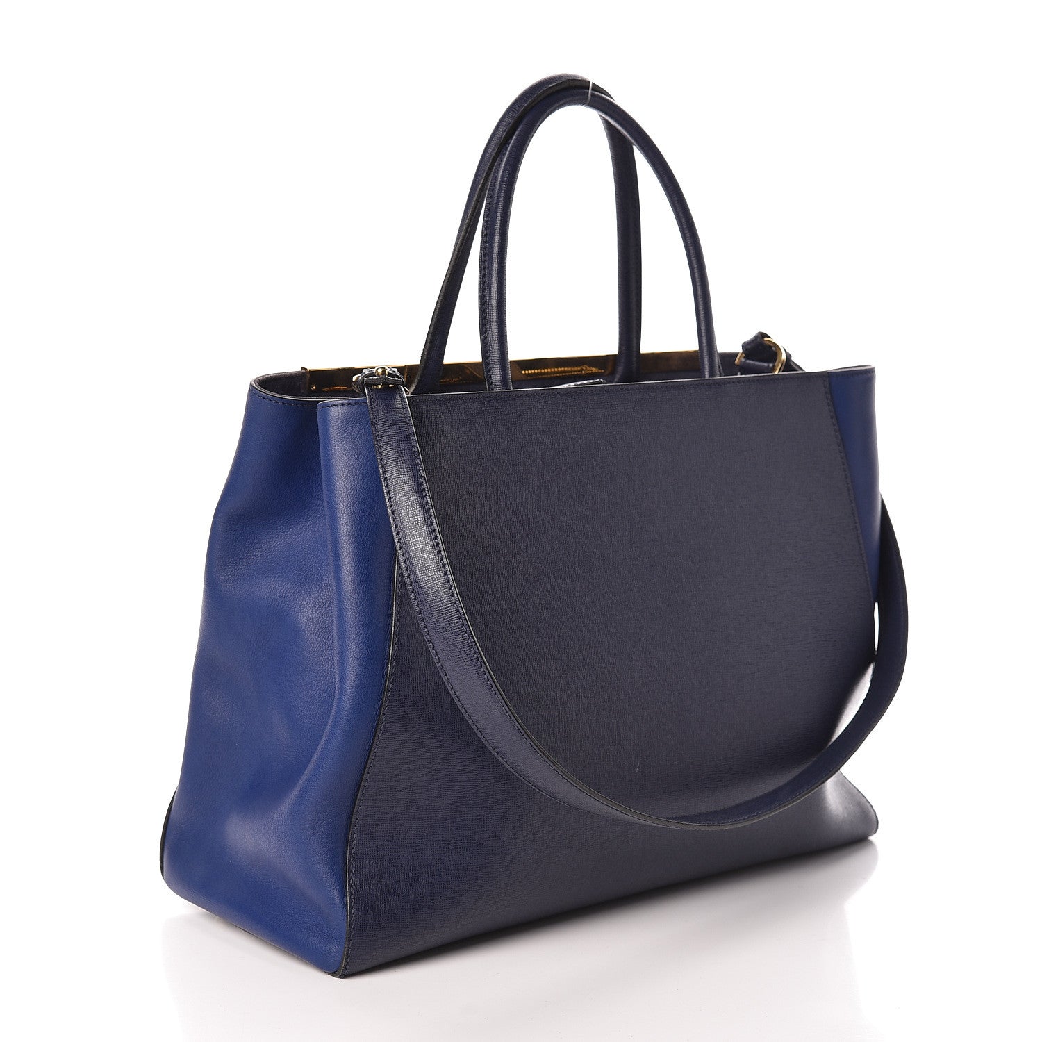 Fendi Vitello Elite Regular 2Jours Tote Blue 3 of 9