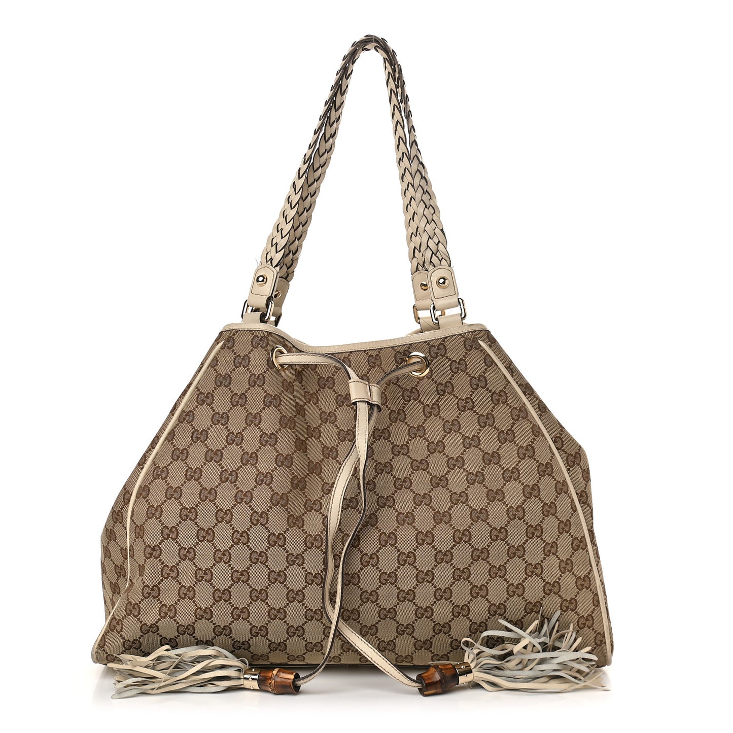 Monogram Peggy Braided Tote Off White